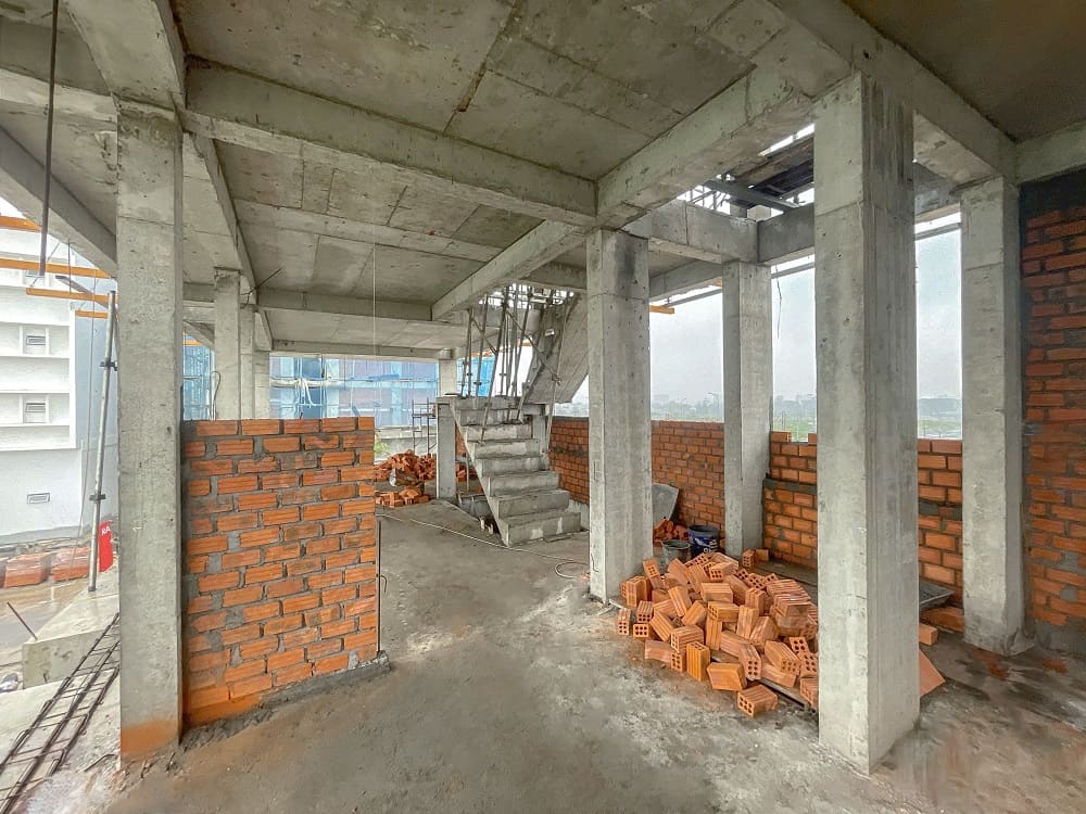 xây tường gạch 2 lớp