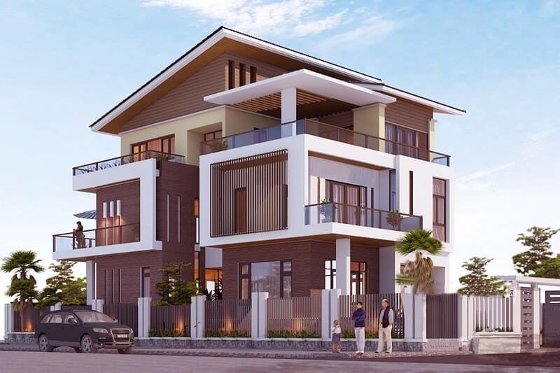 Nhà mái lệch là gì? Ưu điểm của nhà mái lệch 9 Mẫu nhà mái lệch 1