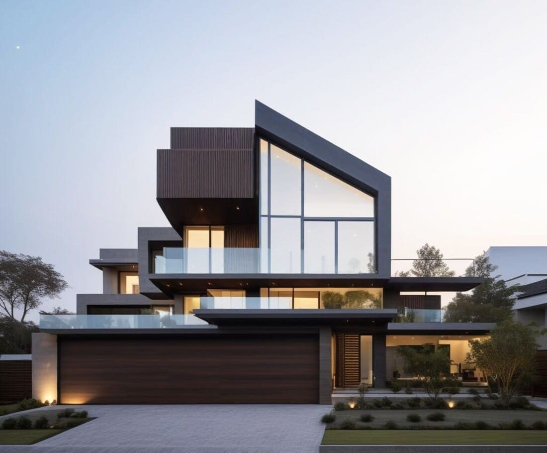 Nhà mái lệch là gì? Ưu điểm của nhà mái lệch 12 Mẫu nhà mái lệch 4