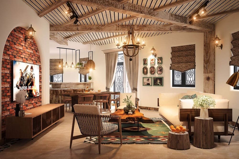 TOP phong cách thiết kế nội thất phổ biến nhất 2026 19 Phong cách thiết kế nội thất Rustic 2