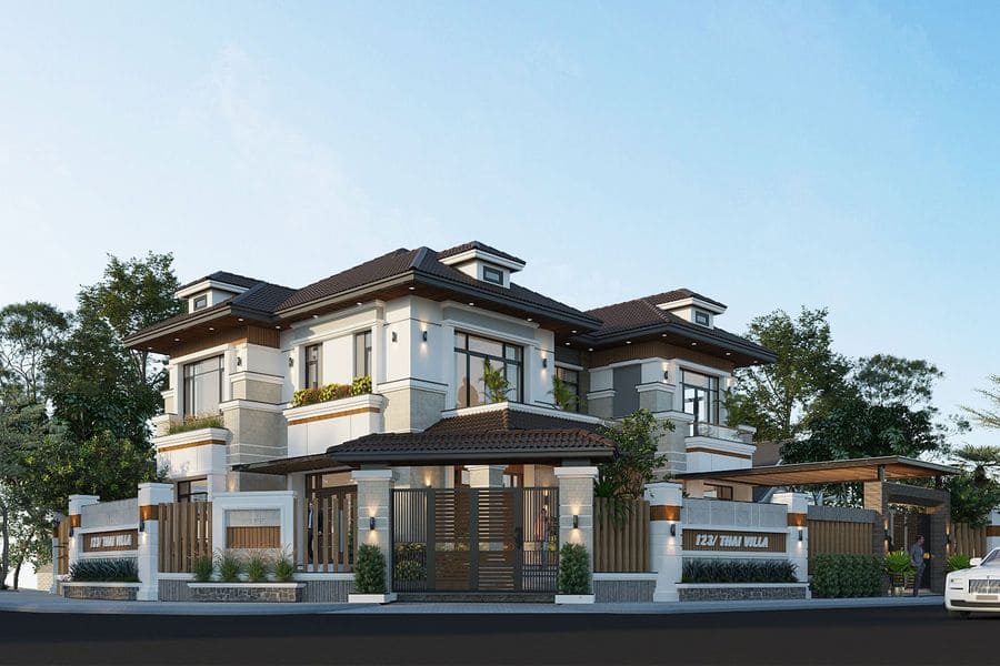 Thiết kế biệt thự 3 tầng mái Nhật