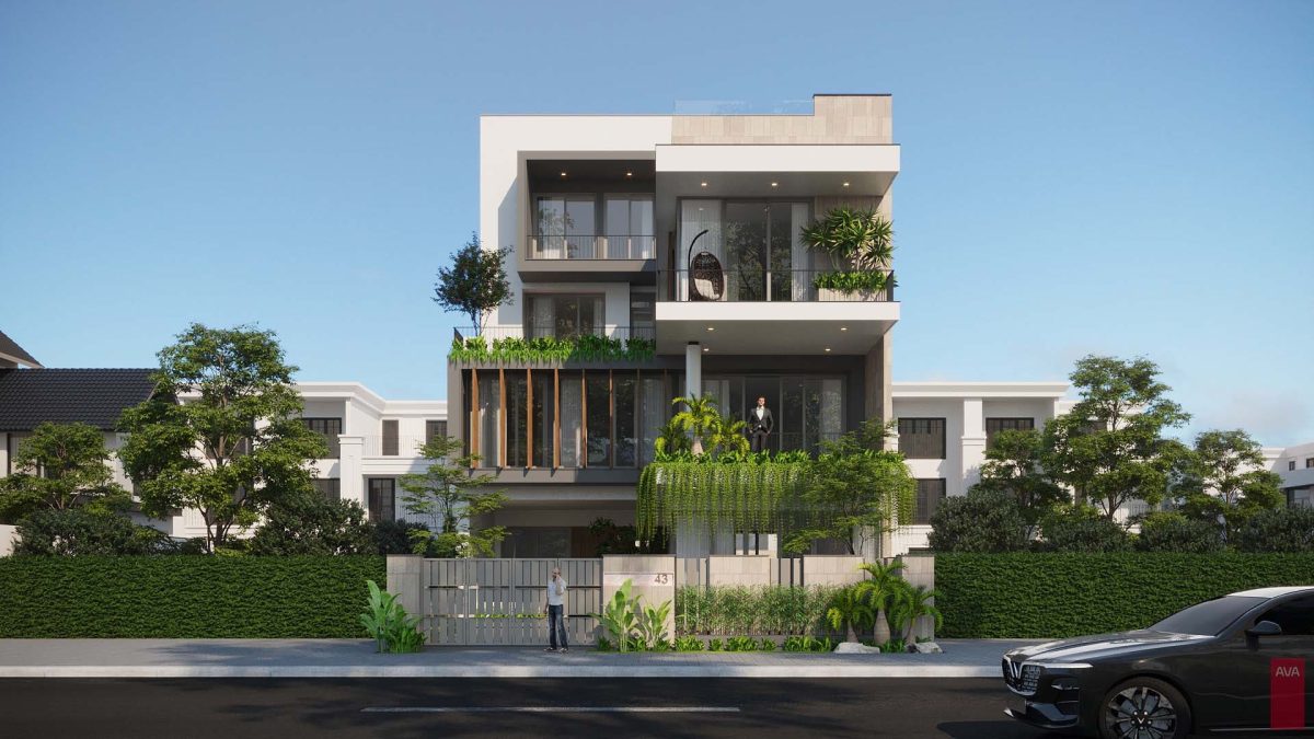 Biệt thự hiện đại kiến trúc vuông vức