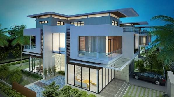 biệt thự hiện đại với chất liệu kính chủ đạo