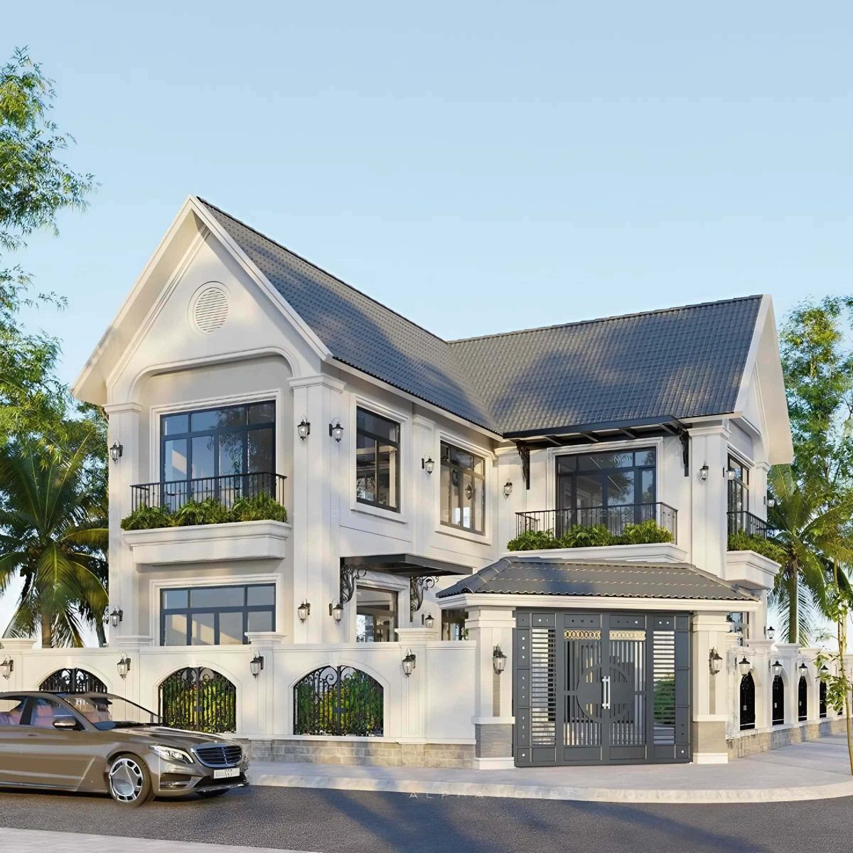 Biệt thự hiện đại 2 tầng mái Thái