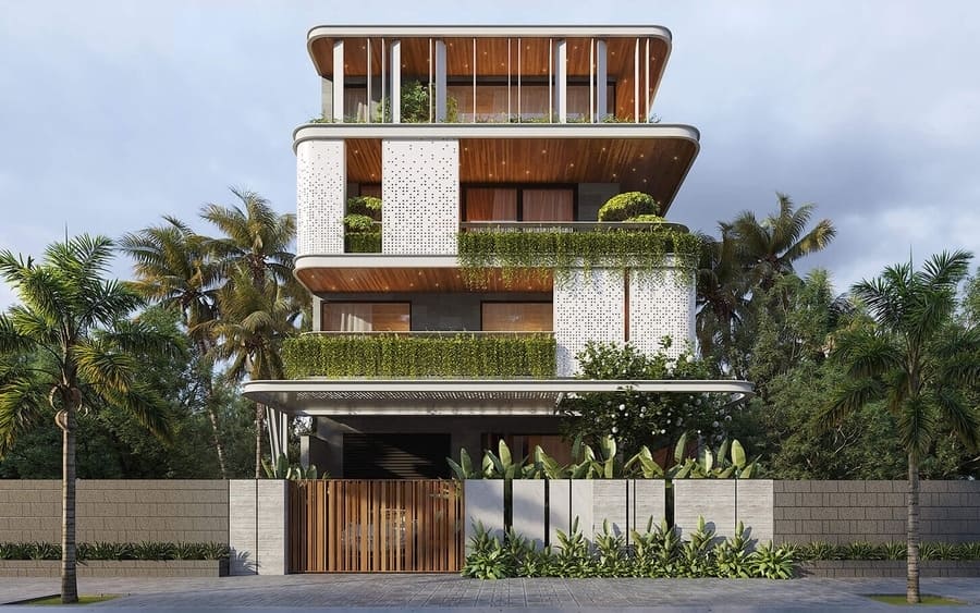 Mẫu biệt thự phố 4 tầng